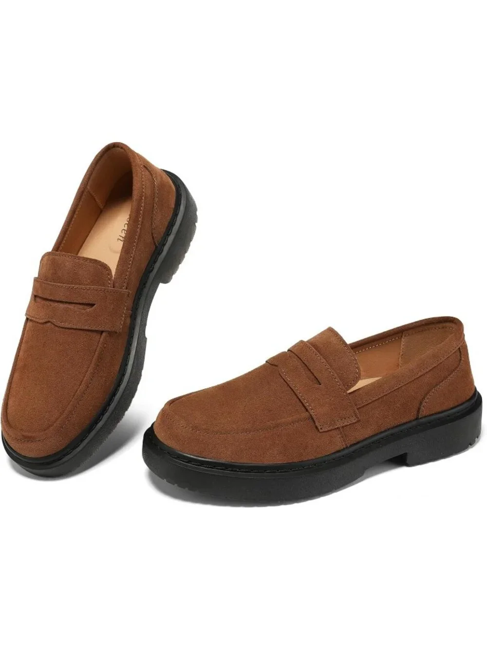 🆕Women's Brown Suede Penny Loafers Lightweight Slip On Comfortable Shoes